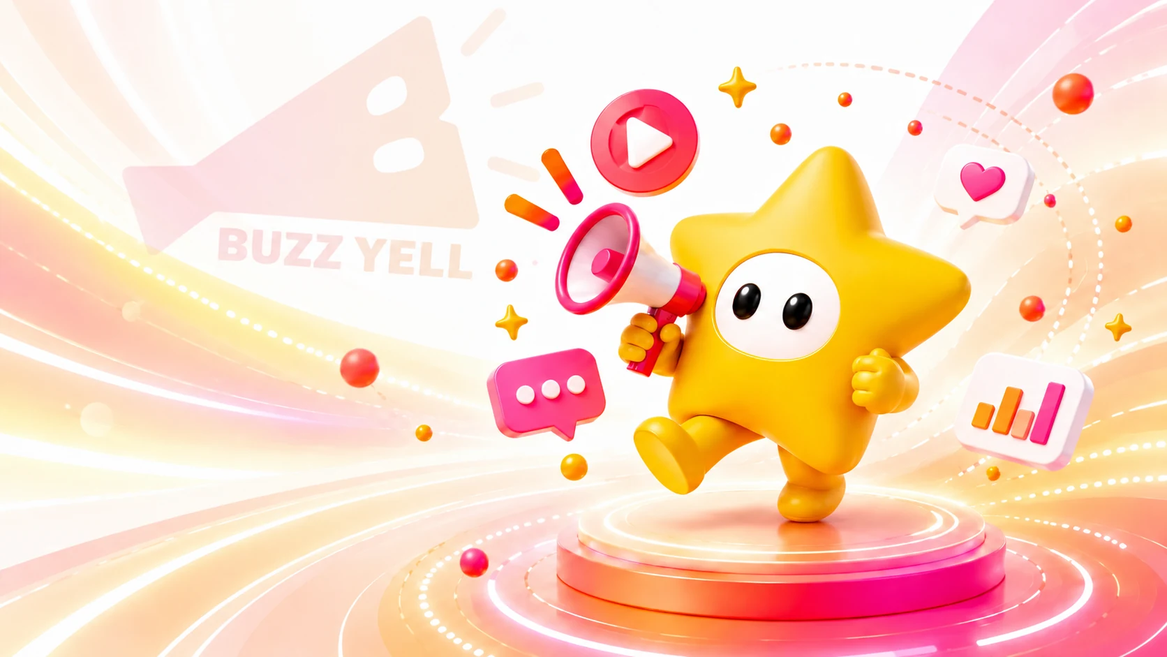 メガホンを持ったBUZZ YELLの星のキャラクター